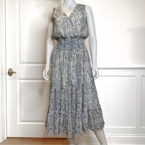 Blue B Collections Paisley Smocked Tiered Dress Womens SZ M Romantic Cottagecore